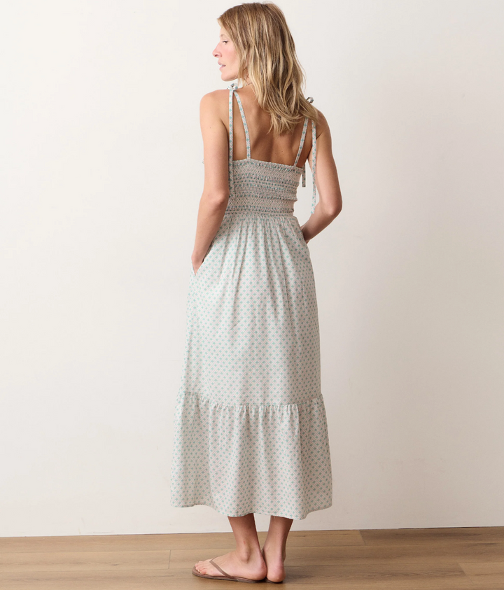 Carmen Smocked Dress, Piazze Print