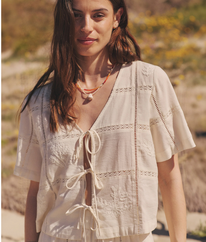 Marella Embroidered Top in Antique White