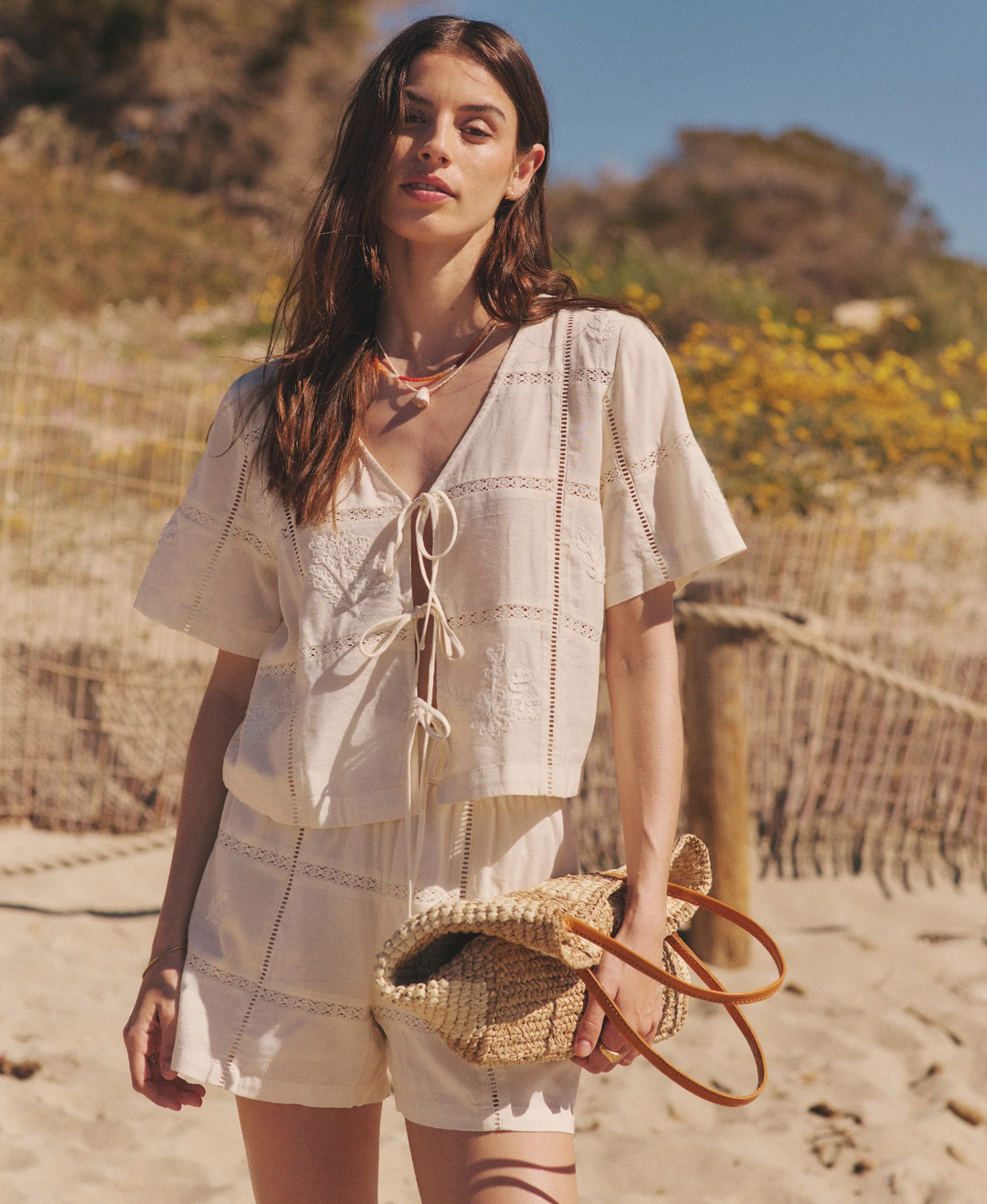 Marella Embroidered Short in Antique White