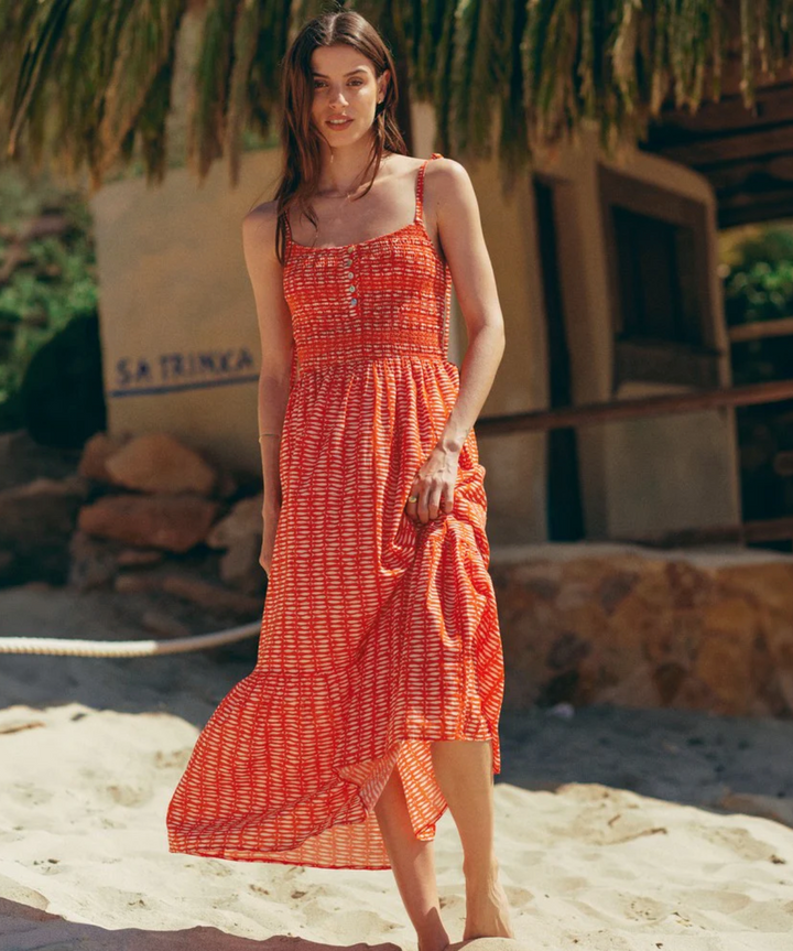 Carmen Smocked Dress in Sardina Print