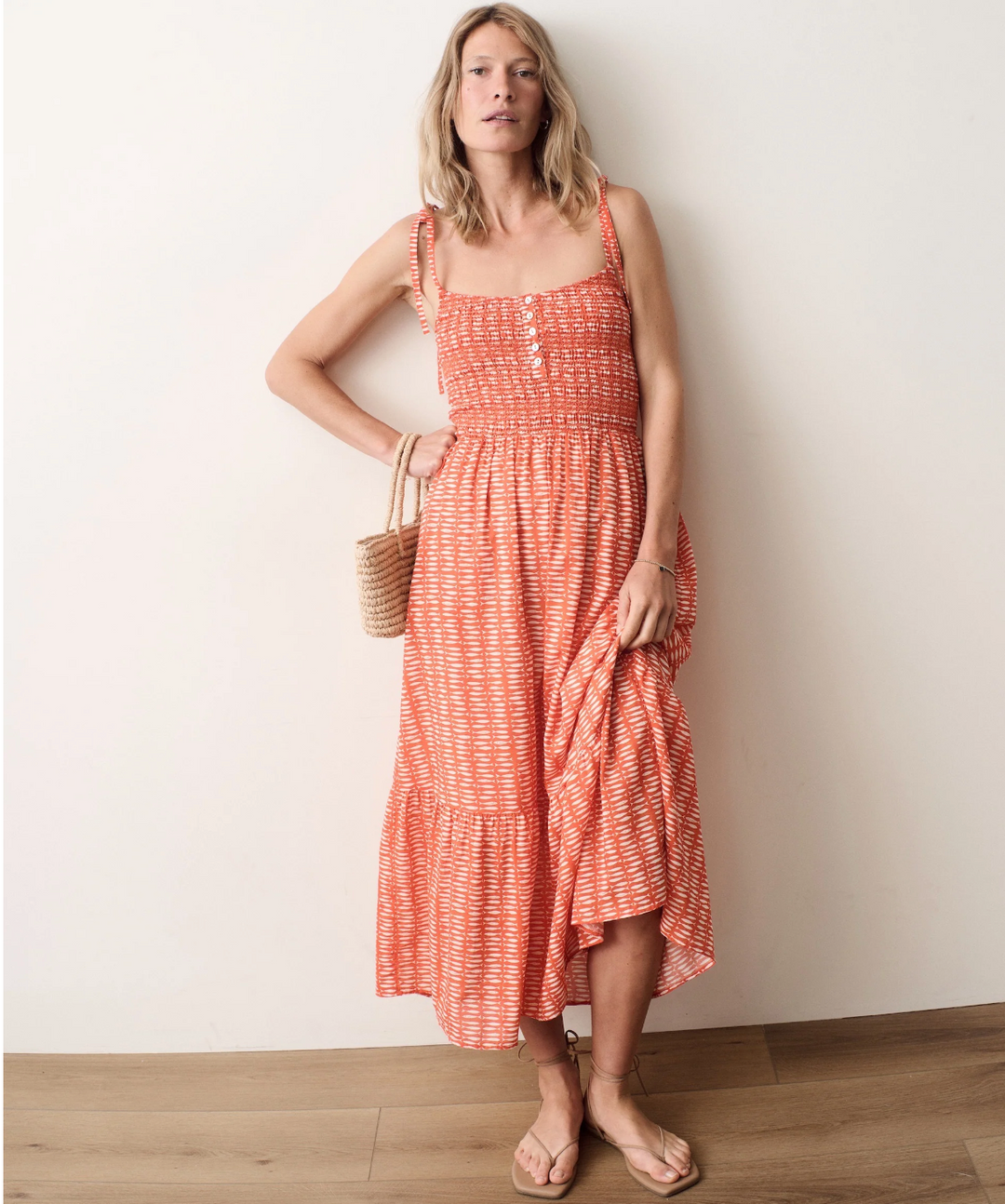 Carmen Smocked Dress in Sardina Print
