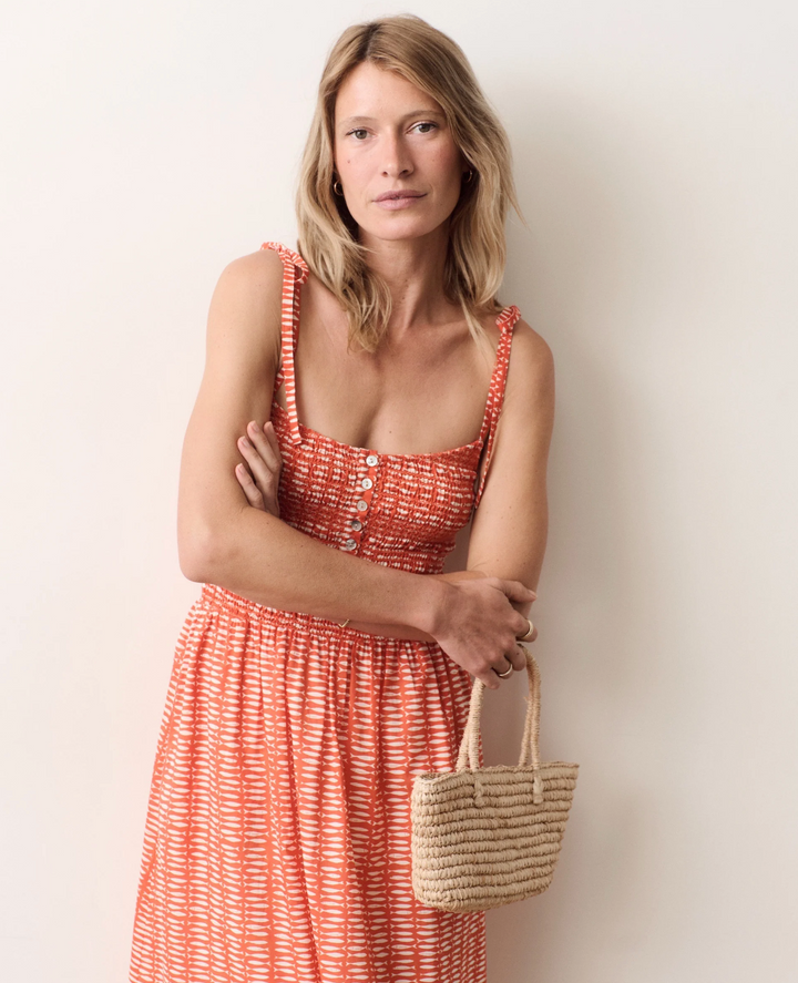 Carmen Smocked Dress in Sardina Print