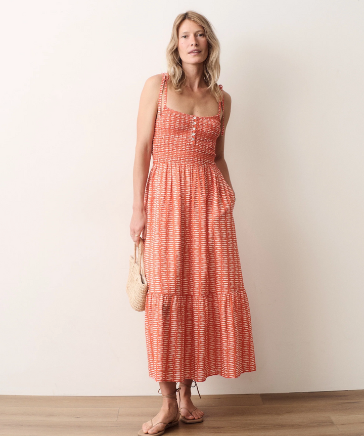 Carmen Smocked Dress in Sardina Print