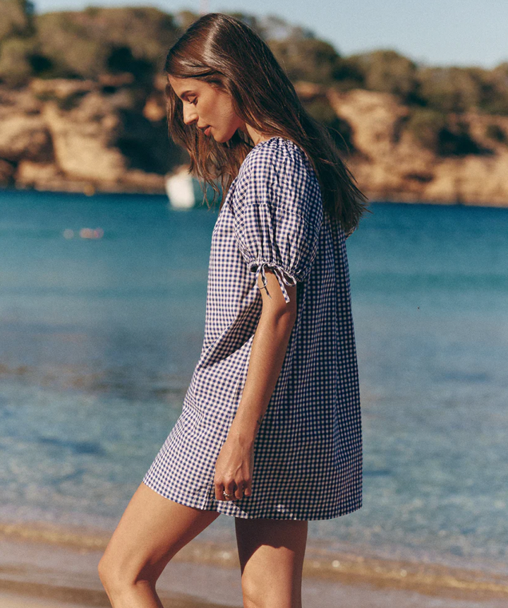 Aleca Mini Dress in Blue Gingham