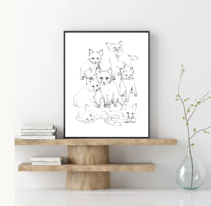 Fox Sketch Study Print, Local Artist (3 Sizes)