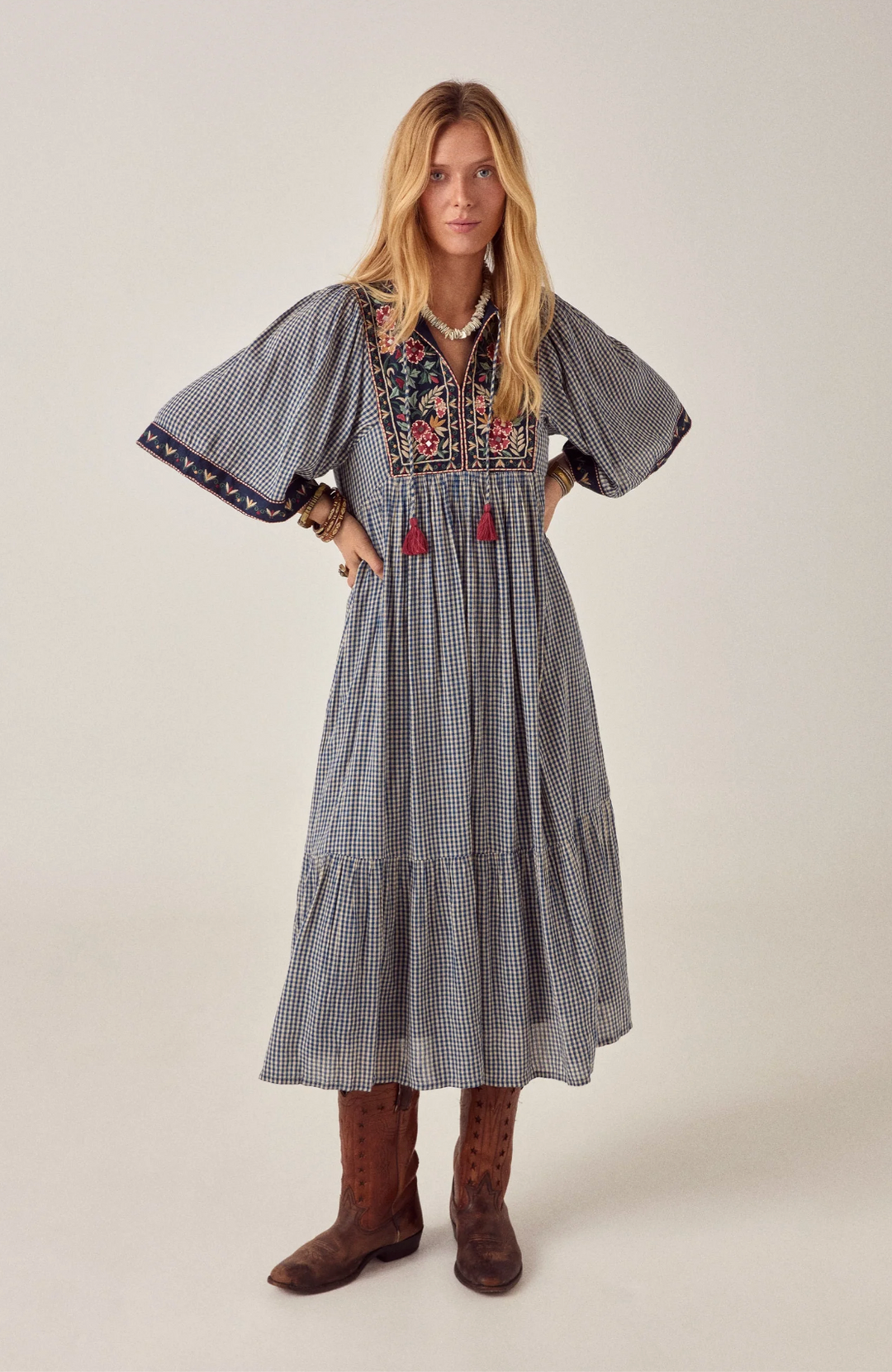 Gingham Bloom Augusta Dress