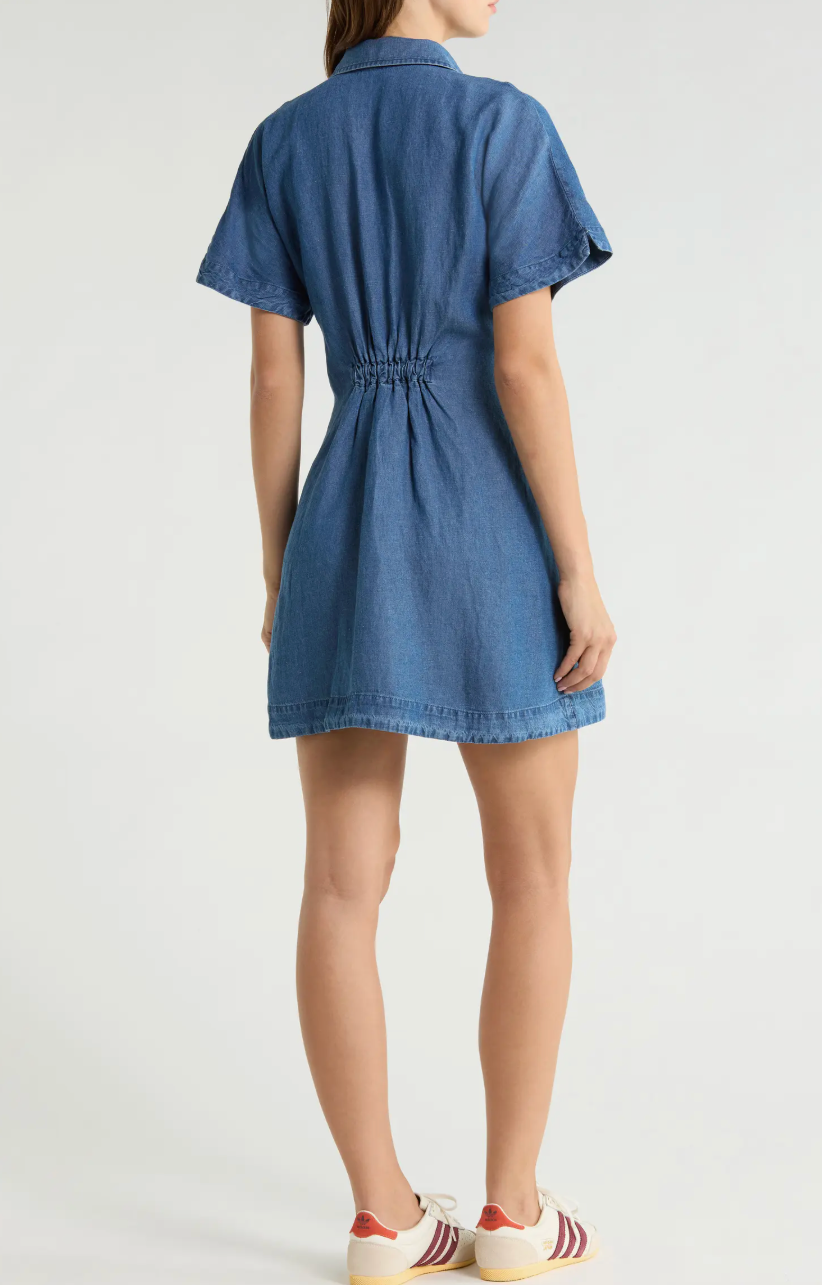 Arden Mini Shirt Dress in Denim