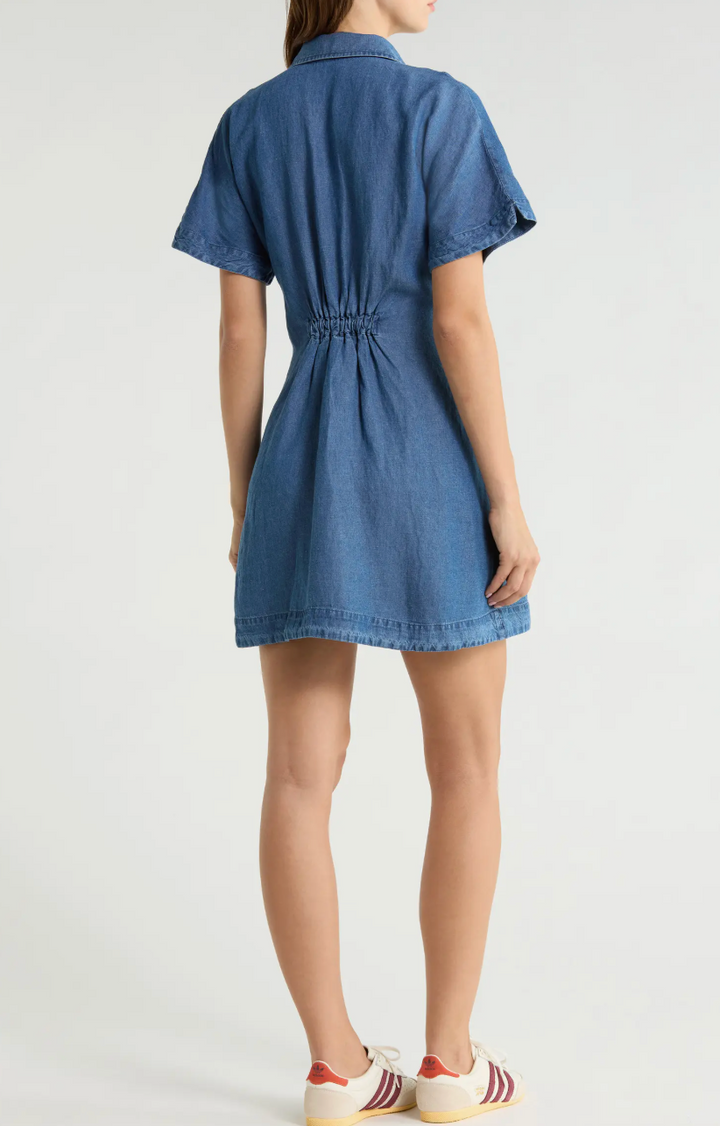 Arden Mini Shirt Dress in Denim