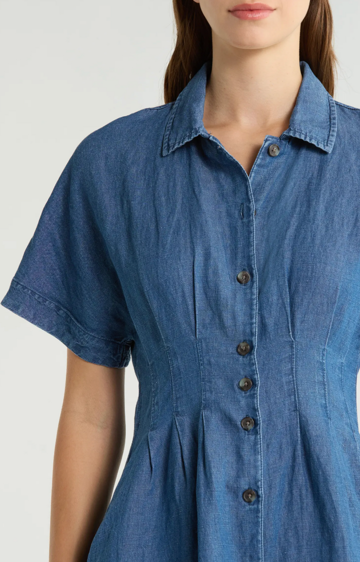 Arden Mini Shirt Dress in Denim