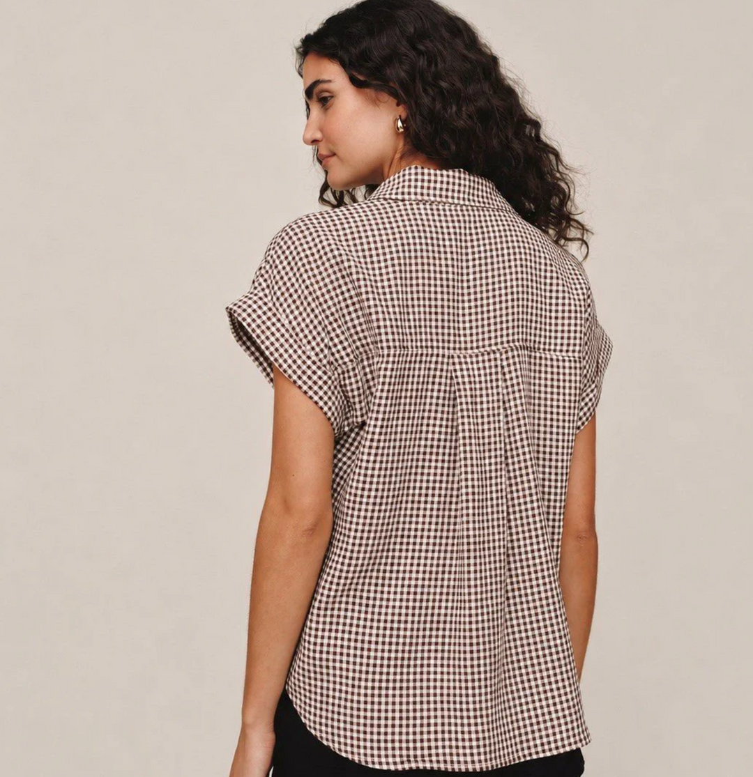 Gingham Short Roll Sleeve Shirt