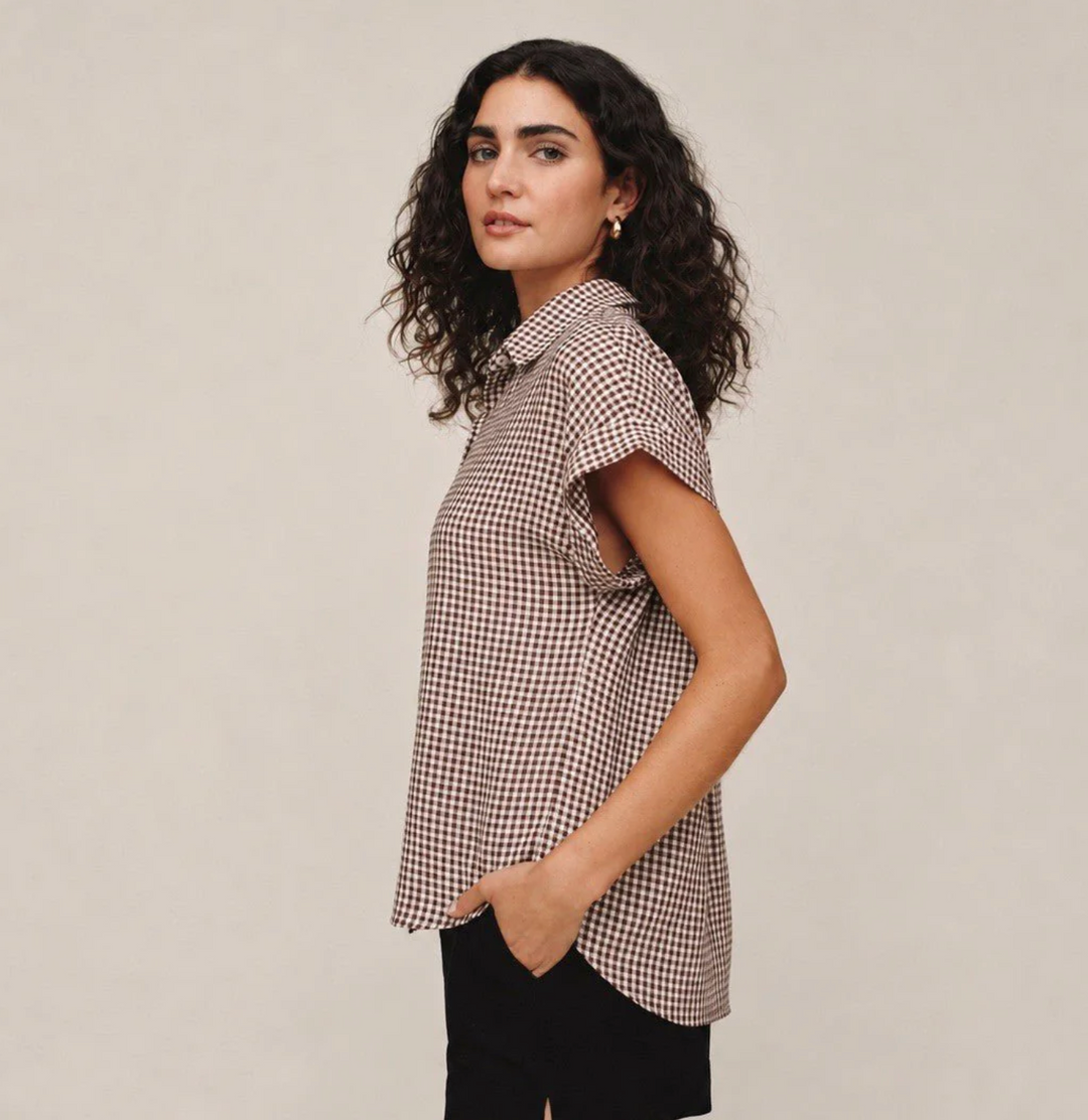 Gingham Short Roll Sleeve Shirt