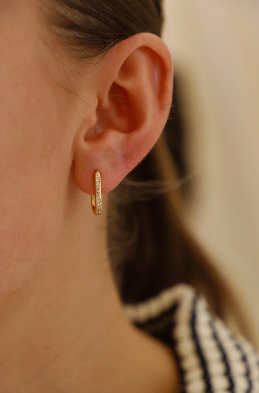 Leo Rectangle CZ Hoops in Gold