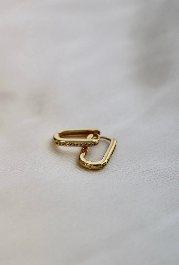 Leo Rectangle CZ Hoops in Gold