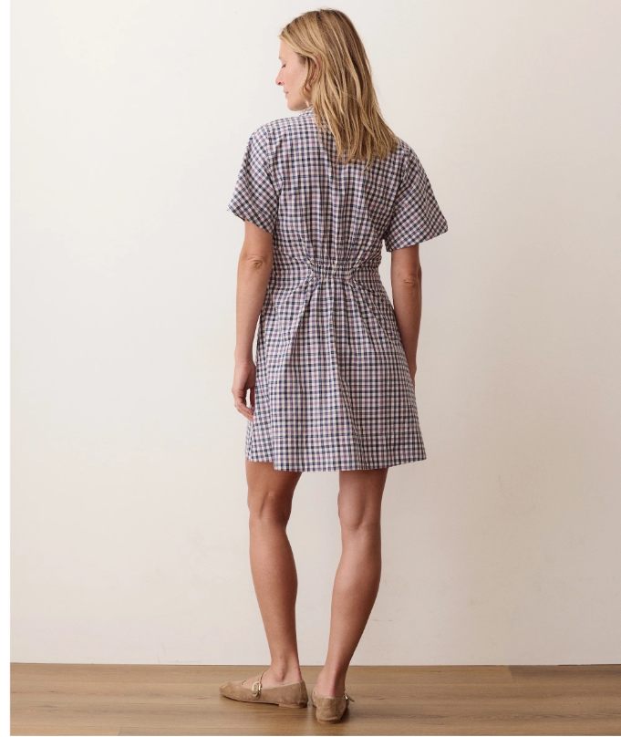 Arden Mini Shirt Dress in Blue &amp; Lavender Plaid