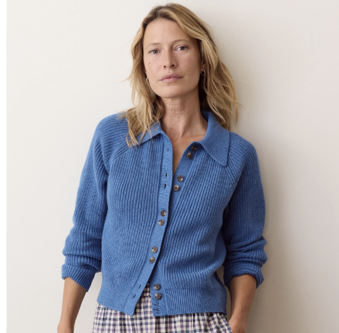 Parker Collared Cardigan in Coronet Blue