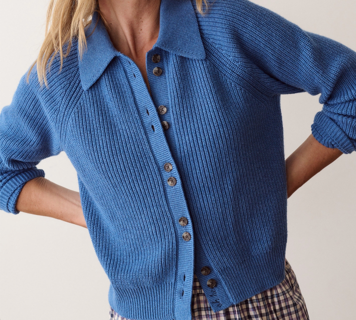 Parker Collared Cardigan in Coronet Blue