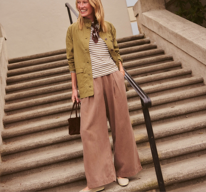 Allison Pleated Wide Leg Trouser in Java