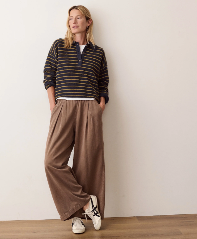 Allison Pleated Wide Leg Trouser in Java