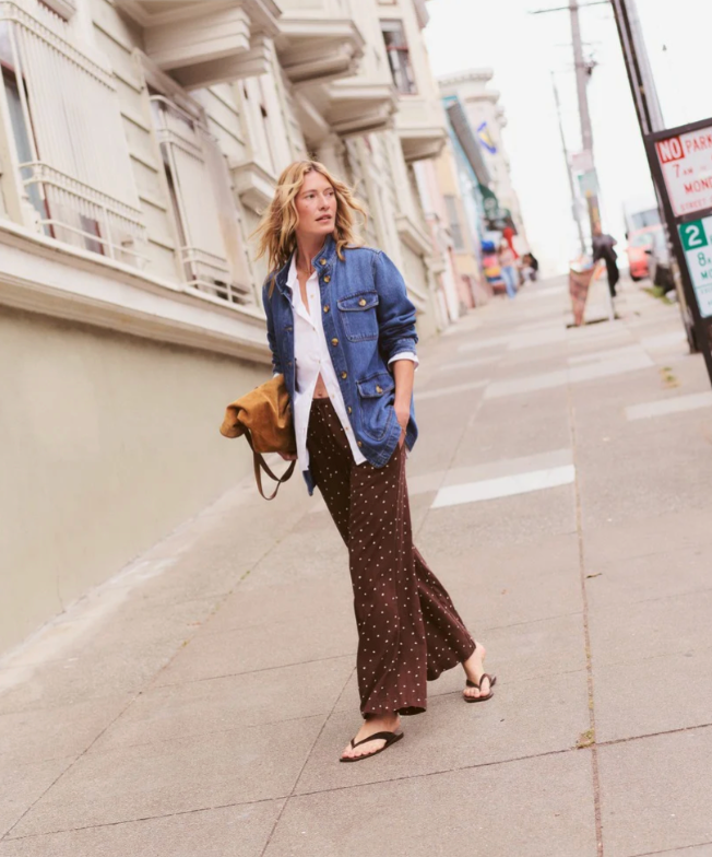 Lucy Drawstring Pant in Chocolate Polka Dot