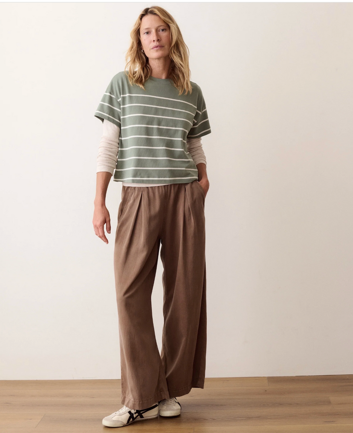 Dream Jersey Crew Tee, Sage &amp; White Stripe