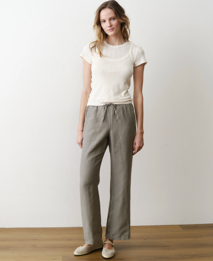 Linen Drawstring Pant in Sea Spray