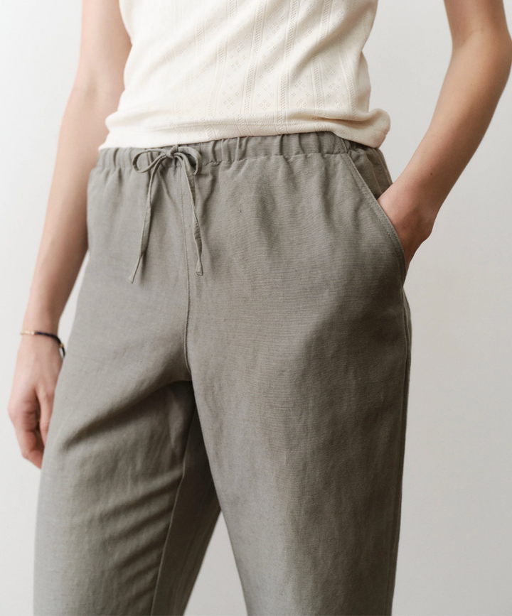 Linen Drawstring Pant in Sea Spray