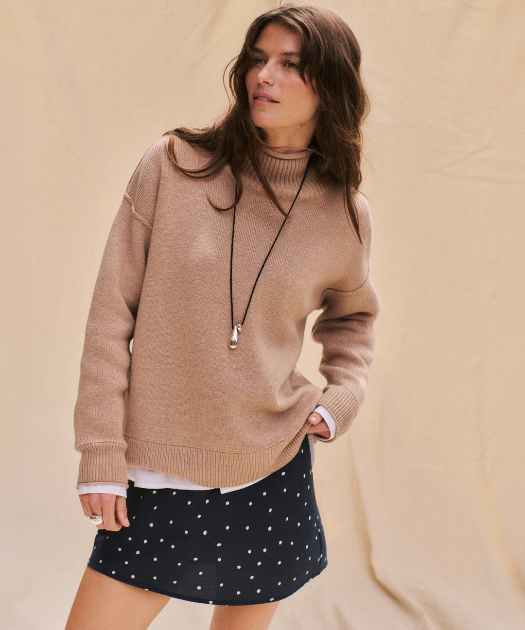 Maggie Rollneck Sweater in Almond
