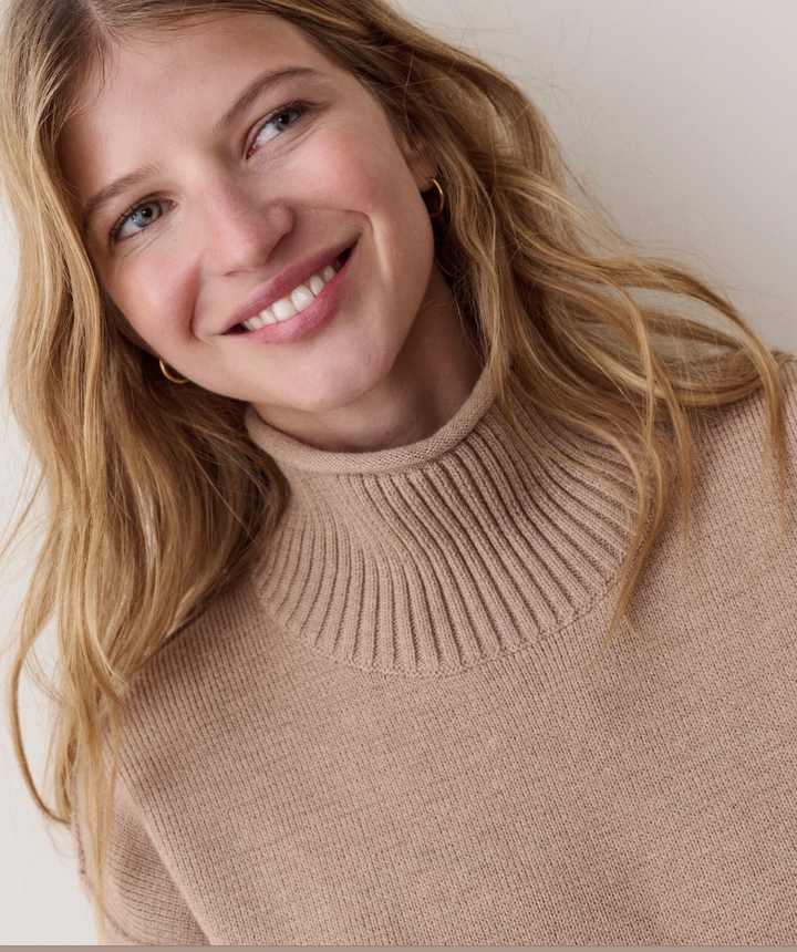 Maggie Rollneck Sweater in Almond