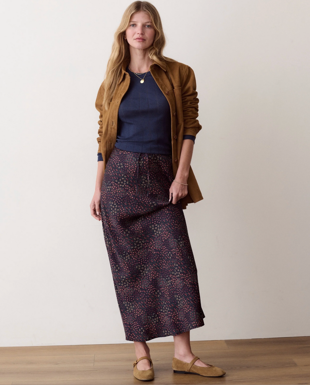 Silvia Maxi Skirt in Navy Floral