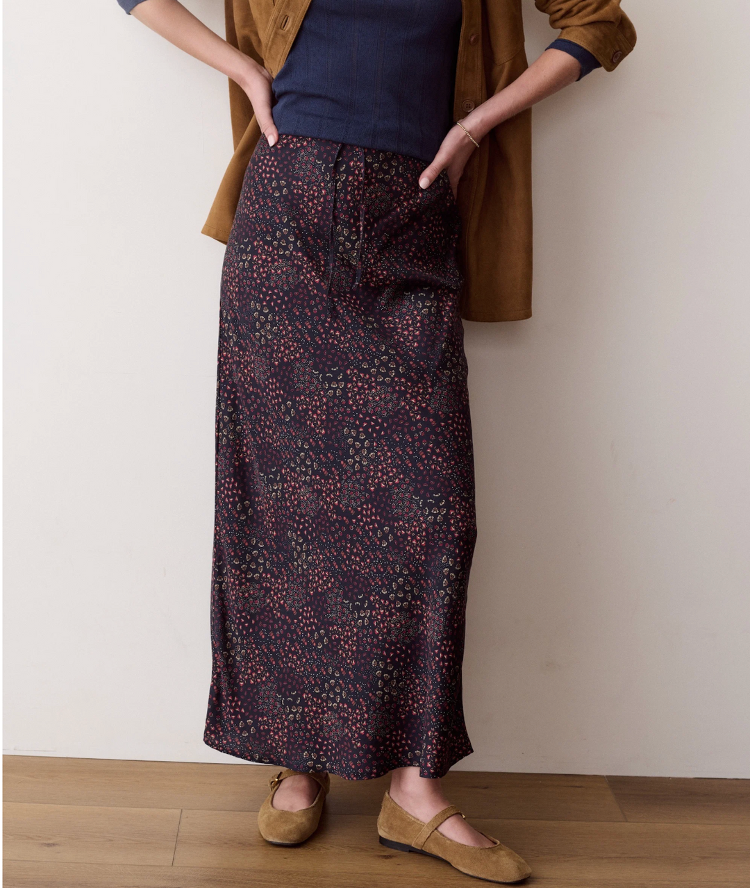 Silvia Maxi Skirt in Navy Floral