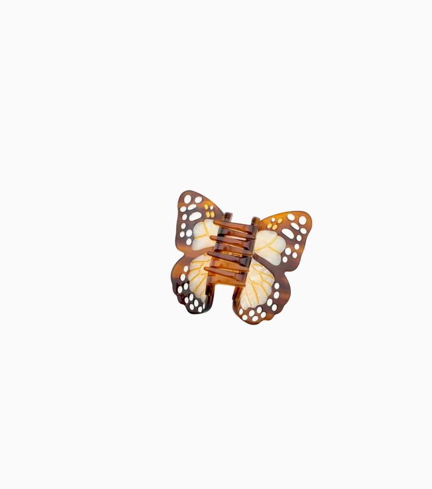 Brown Mini Monarch Hair Clip