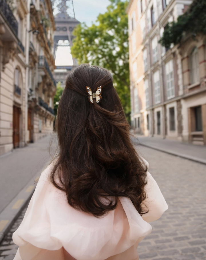 Brown Mini Monarch Hair Clip