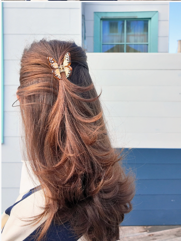 Brown Mini Monarch Hair Clip