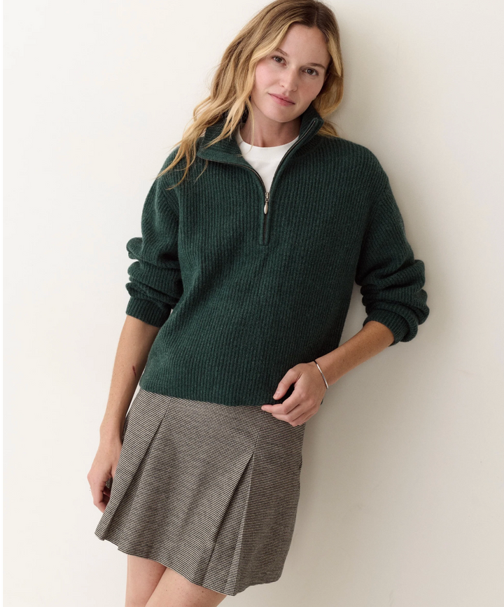 Chalet Quarter Zip Sweater in Pine