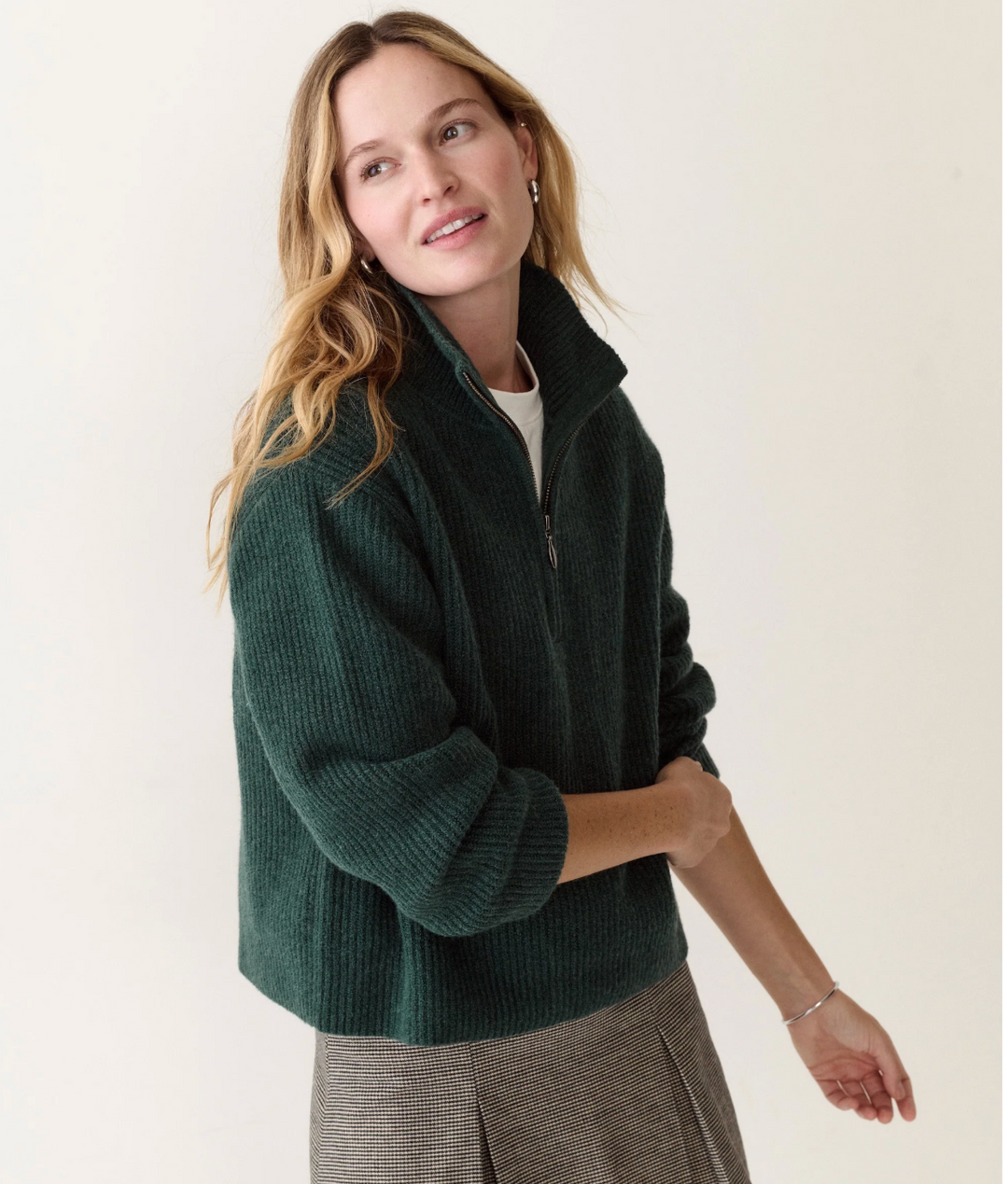 Chalet Quarter Zip Sweater in Pine