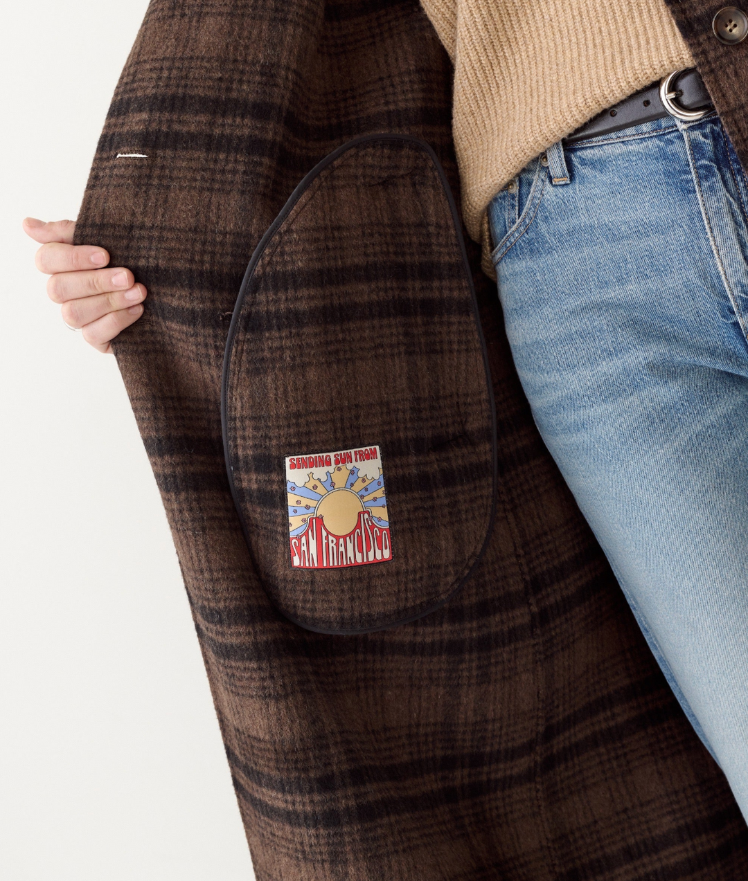 Colette Wool Topcoat in Brown/Black Plaid