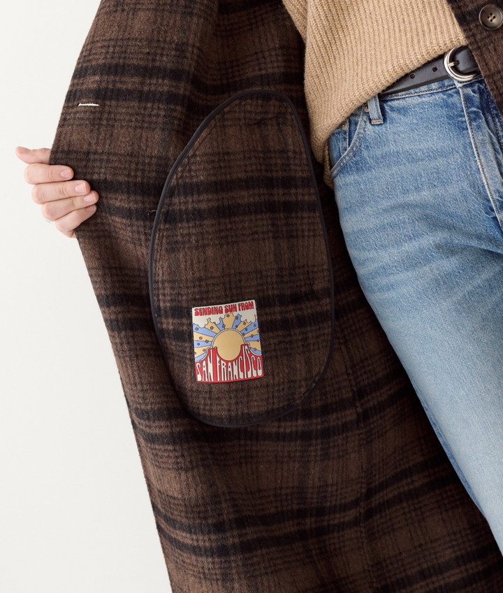 Colette Wool Topcoat in Brown/Black Plaid