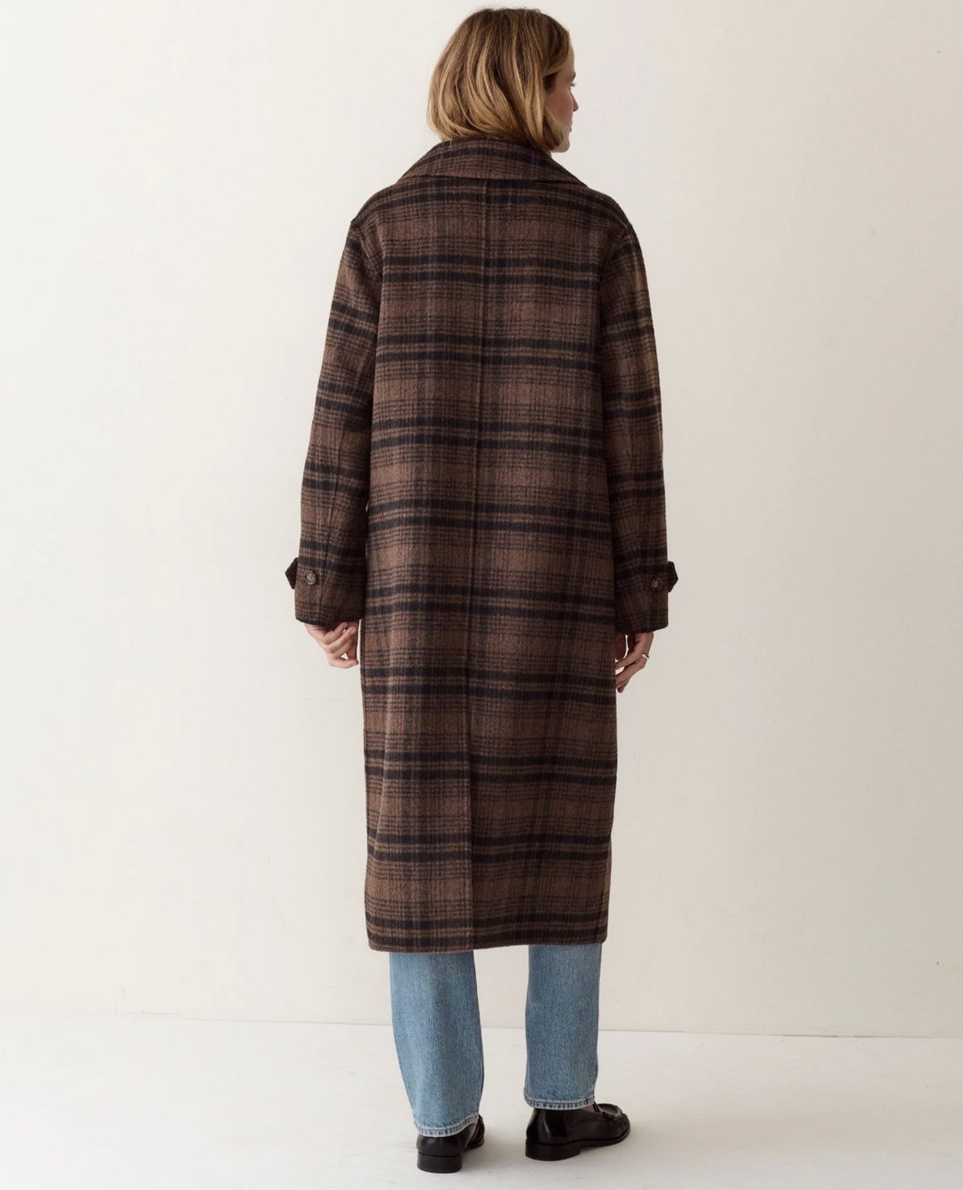 Colette Wool Topcoat in Brown/Black Plaid