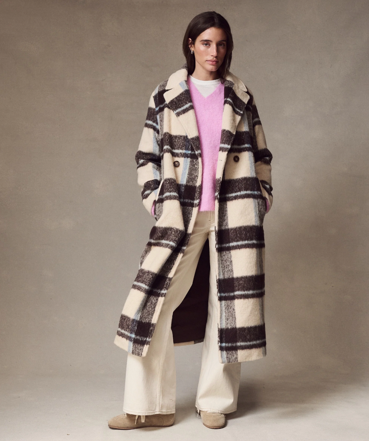 Aspen Coat in Ivory Java Plaid
