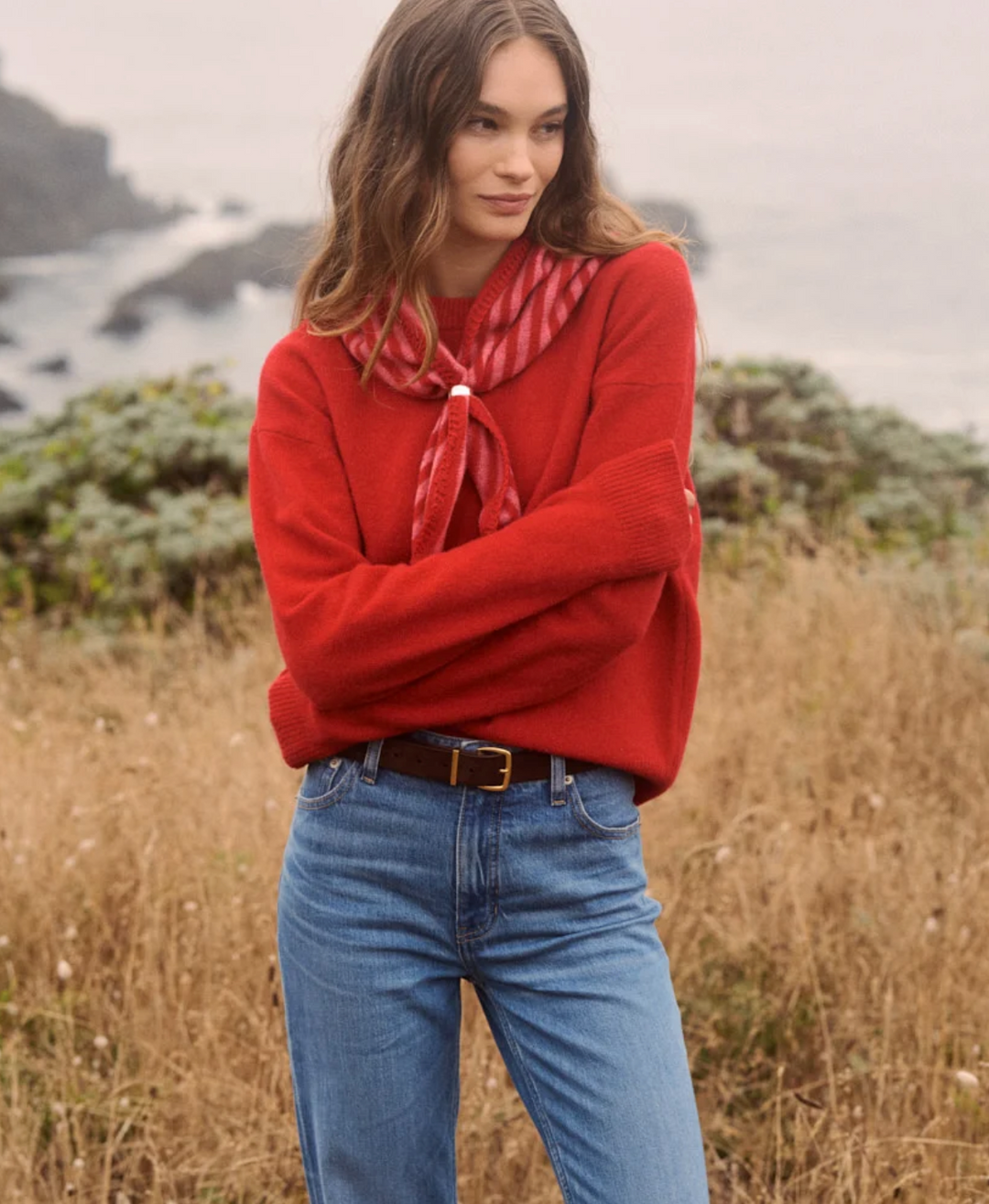 Merino Crewneck Sweater in Crimson