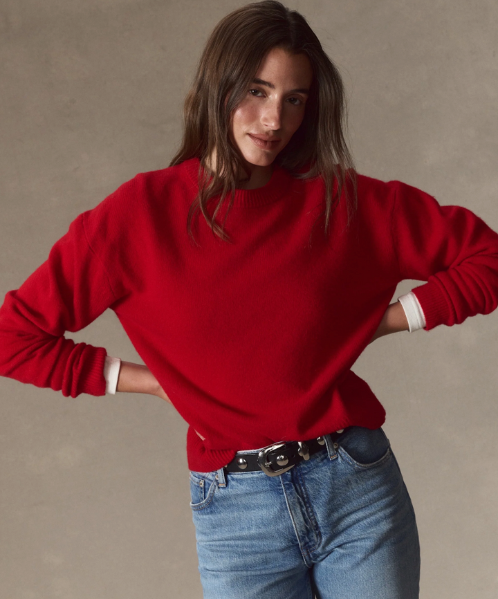 Merino Crewneck Sweater in Crimson