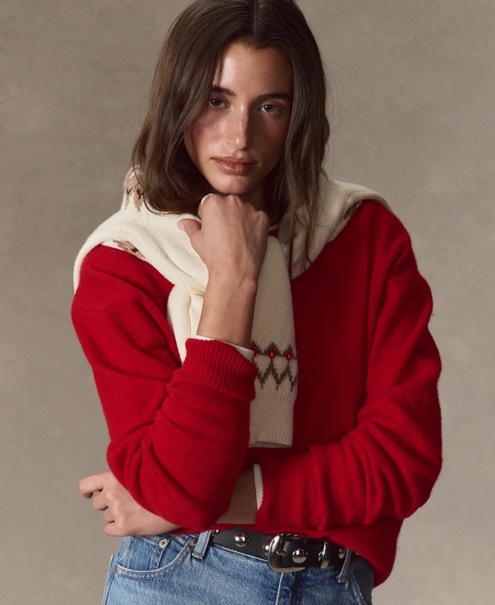 Merino Crewneck Sweater in Crimson