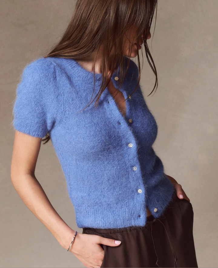 Suri Alpaca Cardigan in French Blue