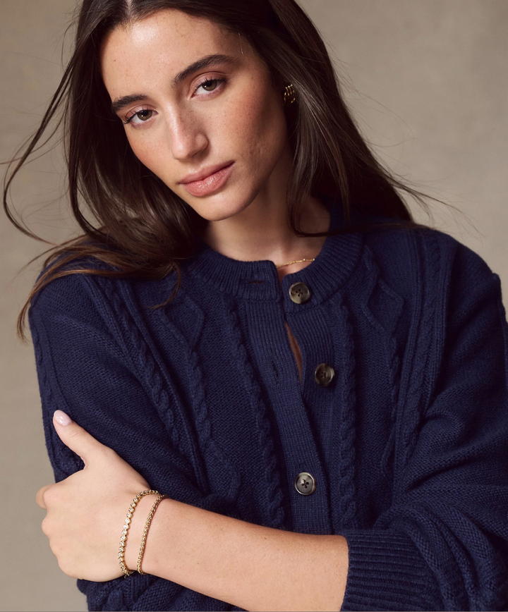Everly Cable Knit Cardigan in Twilight