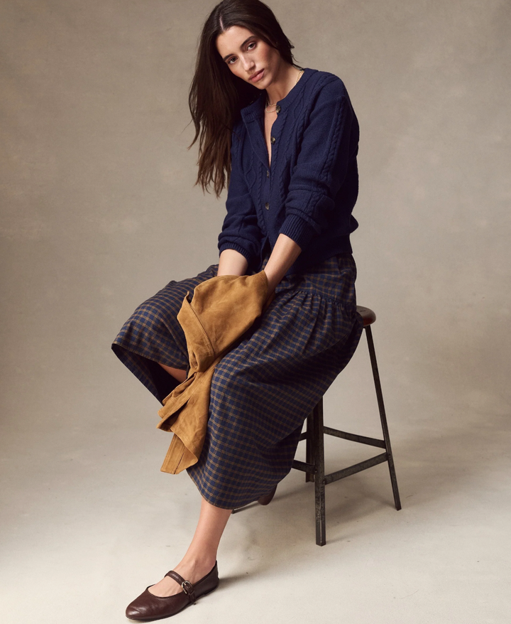Everly Cable Knit Cardigan in Twilight