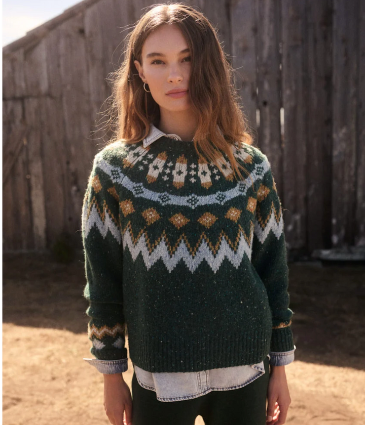 Donegal Fair Isle Sweater in Emerald
