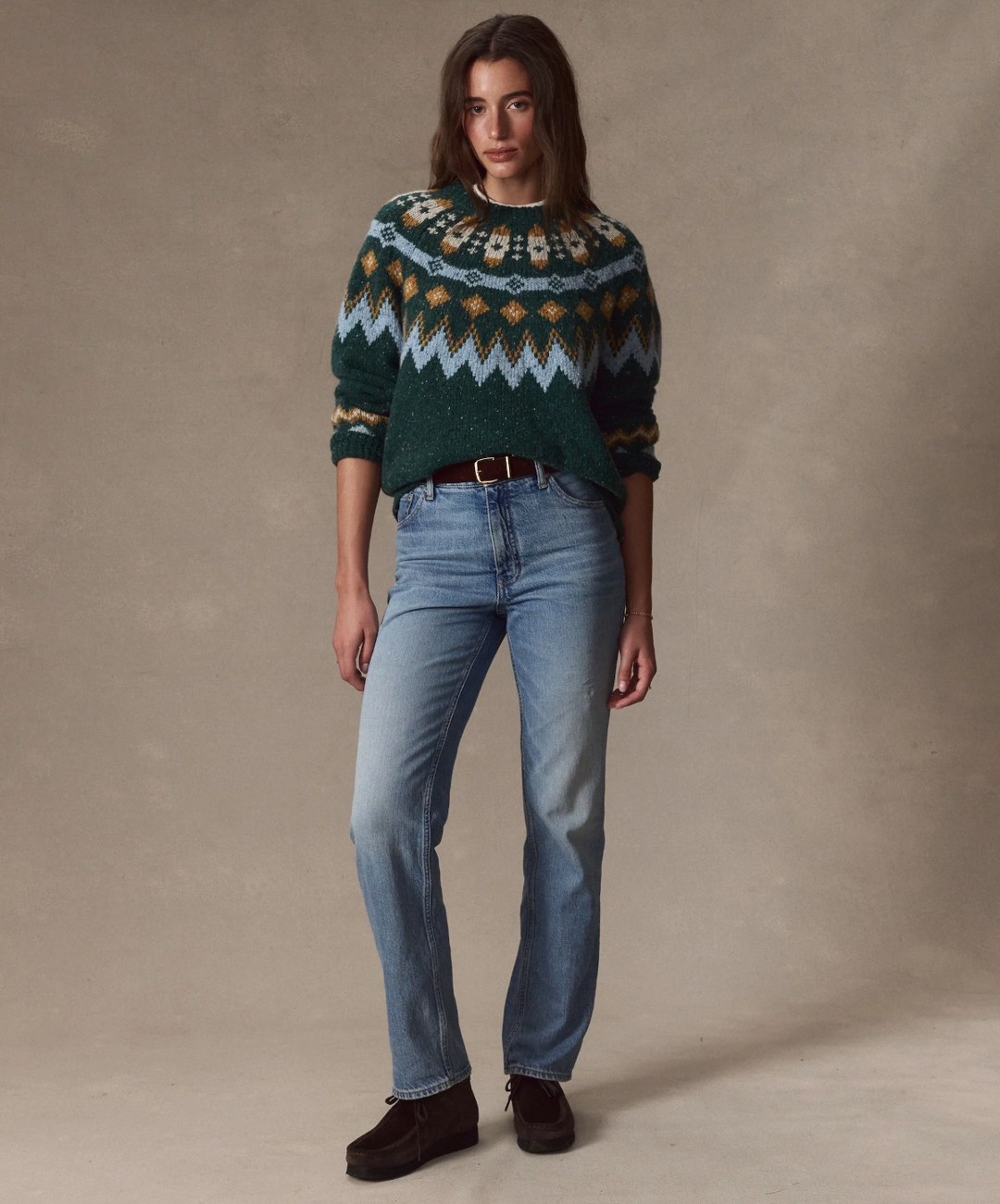Donegal Fair Isle Sweater in Emerald