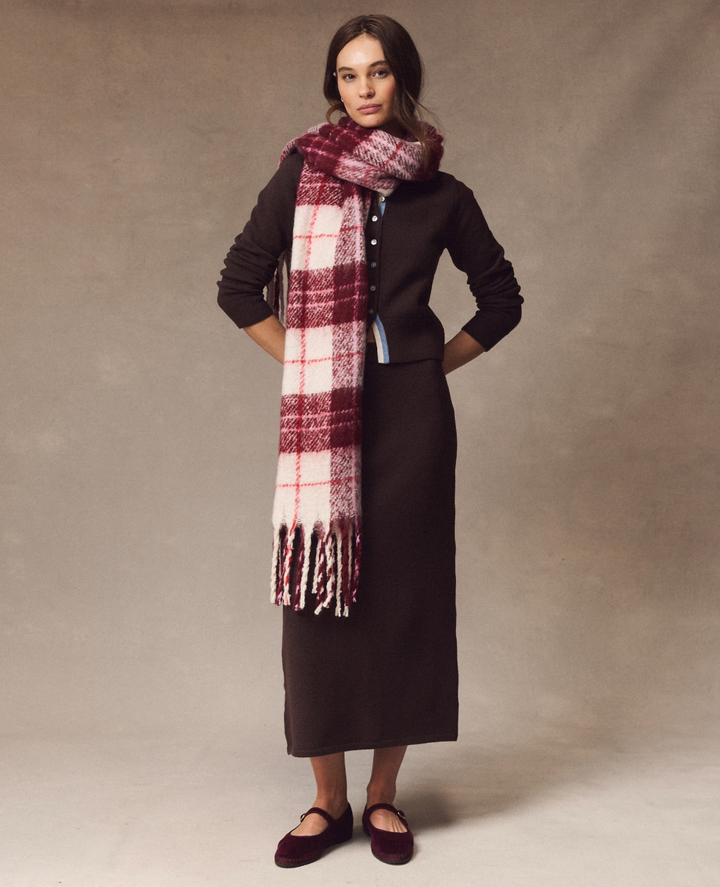 Brushed Scarf in Cabernet Plaid