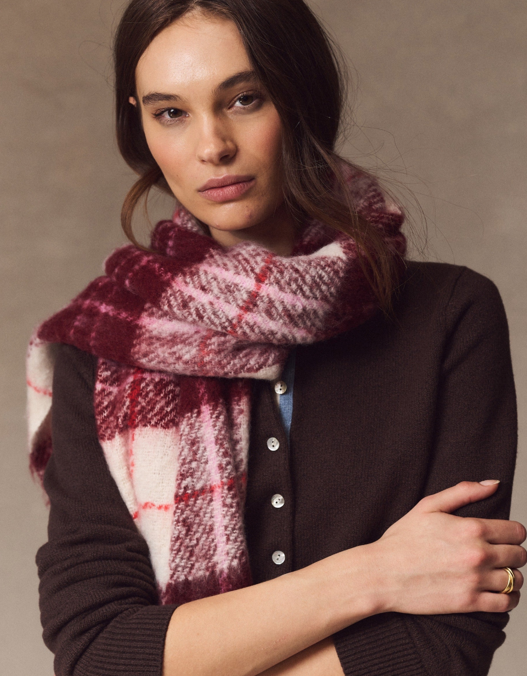 Brushed Scarf in Cabernet Plaid
