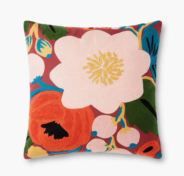 Vintage Blossoms Embroidered Pillow